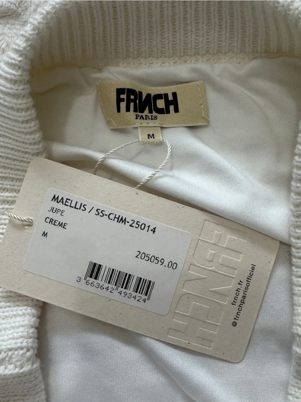 New‎ FRNCH Paris Medium White Crochet Knit Mini Skirt ~ Cottagecore Boho Chic